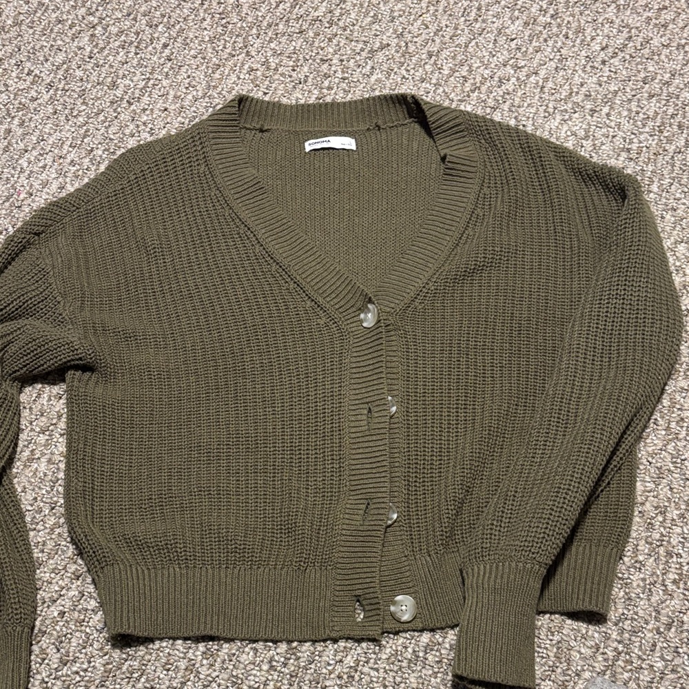 Sonoma Olive Cardigan Sweater